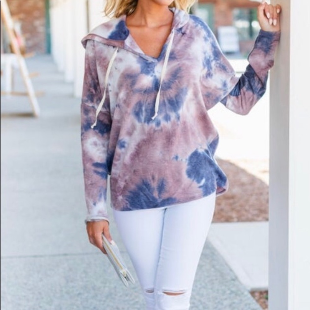 Pullover Hoodie - Navy & Purple Tie Dye